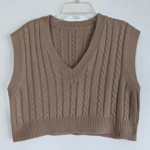Cropped Cable Knit Sweater Vest